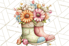 Rain Boots and Blooms Clipart, Spring Rain Boots, Floral Png Product Image 4