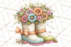 Rain Boots and Blooms Clipart, Spring Rain Boots, Floral Png Product Image 3