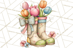 Rain Boots and Blooms Clipart, Spring Rain Boots, Floral Png Product Image 5