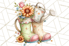 Rain Boots and Blooms Clipart, Spring Rain Boots, Floral Png Product Image 4