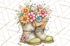 Rain Boots and Blooms Clipart, Spring Rain Boots, Floral Png Product Image 3