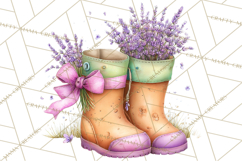 Rain Boots and Blooms Clipart, Spring Rain Boots, Floral Png Product Image 2