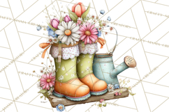 Rain Boots and Blooms Clipart, Spring Rain Boots, Floral Png Product Image 3