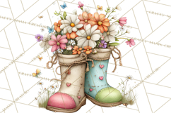 Rain Boots and Blooms Clipart, Spring Rain Boots, Floral Png Product Image 4