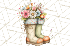 Rain Boots and Blooms Clipart, Spring Rain Boots, Floral Png Product Image 5