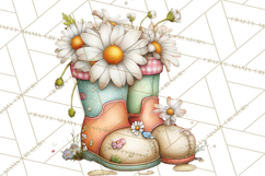 Rain Boots and Blooms Clipart, Spring Rain Boots, Floral Png Product Image 2