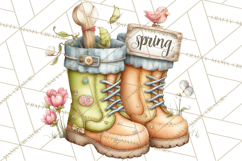 Rain Boots and Blooms Clipart, Spring Rain Boots, Floral Png Product Image 3