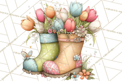 Rain Boots and Blooms Clipart, Spring Rain Boots, Floral Png Product Image 4