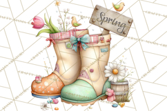Rain Boots and Blooms Clipart, Spring Rain Boots, Floral Png Product Image 4