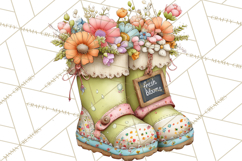Rain Boots and Blooms Clipart, Spring Rain Boots, Floral Png Product Image 2