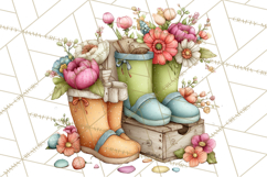 Rain Boots and Blooms Clipart, Spring Rain Boots, Floral Png Product Image 3