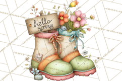 Rain Boots and Blooms Clipart, Spring Rain Boots, Floral Png Product Image 2