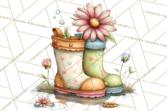 Rain Boots and Blooms Clipart, Spring Rain Boots, Floral Png Product Image 3
