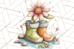 Rain Boots and Blooms Clipart, Spring Rain Boots, Floral Png Product Image 4