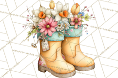 Rain Boots and Blooms Clipart, Spring Rain Boots, Floral Png Product Image 5