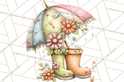 Rain Boots and Blooms Clipart, Spring Rain Boots, Floral Png Product Image 5