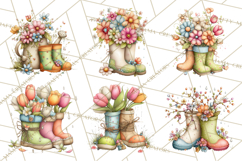 Rain Boots and Blooms Clipart, Spring Rain Boots, Floral Png Product Image 3