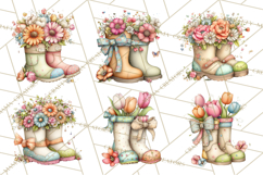 Rain Boots and Blooms Clipart, Spring Rain Boots, Floral Png Product Image 5