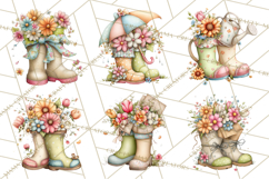 Rain Boots and Blooms Clipart, Spring Rain Boots, Floral Png Product Image 8