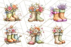Rain Boots and Blooms Clipart, Spring Rain Boots, Floral Png Product Image 7