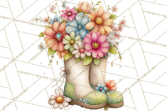Rain Boots and Blooms Clipart, Spring Rain Boots, Floral Png Product Image 5