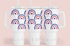 rainbow 4th of july  40oz quencher tumbler sublimation full wrap high resolution transparant background