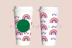 rainbow 4th of july starbucks 16oz hot cup wrap svg presized template for tumbler grande suitable for cricut and silhouette