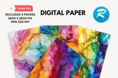 Rainbow Alcohol Ink Digital Paper, Alcohol Ink Background Product Image 1