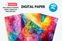 Rainbow Alcohol Ink Digital Paper, Alcohol Ink Background Product Image 1