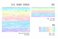 rainbow and gold stars sublimation for skinny tumbler and mug and pen