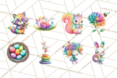 Rainbow Spring Animals Clipart, Pastel Rainbow Forest Png Product Image 6