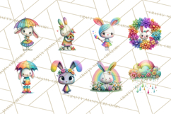 Rainbow Spring Animals Clipart, Pastel Rainbow Forest Png Product Image 4