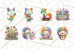 Rainbow Spring Animals Clipart, Pastel Rainbow Forest Png Product Image 8