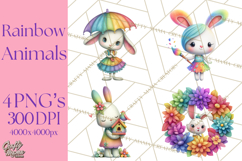 Rainbow Spring Animals Clipart, Pastel Rainbow Forest Png Product Image 1