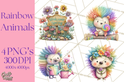 Rainbow Spring Animals Clipart, Pastel Rainbow Forest Png Product Image 1