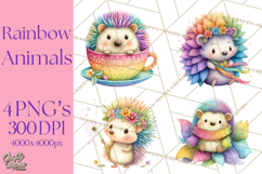 Rainbow Spring Animals Clipart, Pastel Rainbow Forest Png Product Image 1