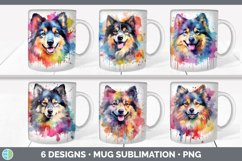 Bundle of six Watercolor Bernedoodles Mug Wrap designs.