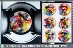 Bundle of six African American Cowboy Car Coaster designs.