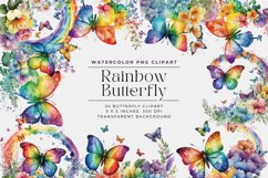 Rainbow Butterfly Watercolor Clipart Product Image 1