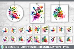 Bundle of six Watercolor Cherry Leaves Air Freshener designs.