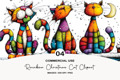 Rainbow Christmas Cat Clipart Product Image 1