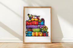 Rainbow Christmas Cat Clipart Product Image 3