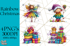 Rainbow Christmas Magic PNG Clipart, Christmas Trees Png Product Image 1