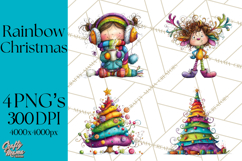 Rainbow Christmas Magic PNG Clipart, Christmas Trees Png Product Image 1