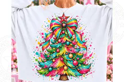 Rainbow Christmas Tree PNG Sublimation Product Image 1