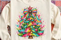 Rainbow Christmas Tree PNG Sublimation Product Image 4