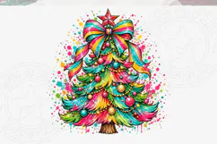 Rainbow Christmas Tree PNG Sublimation Product Image 5