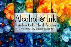 Alcohol Ink Rainbow Colors Floral Patterns, Watercolor, s3 Product Image 1