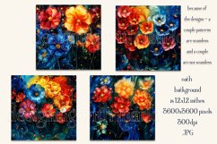 Alcohol Ink Rainbow Colors Floral Patterns, Watercolor, s4 Product Image 2