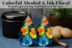 Alcohol Ink Teardrop Earring Design, Floral Earring Design 1 Product Image 1
